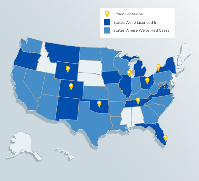 Our Nationwide Presence - map of US showing where TLFTS has locations and cases